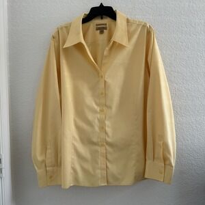 Westbound Gold Label Button Dwn Blouse Womens 24W Yellow L/S Preppy Work Classic